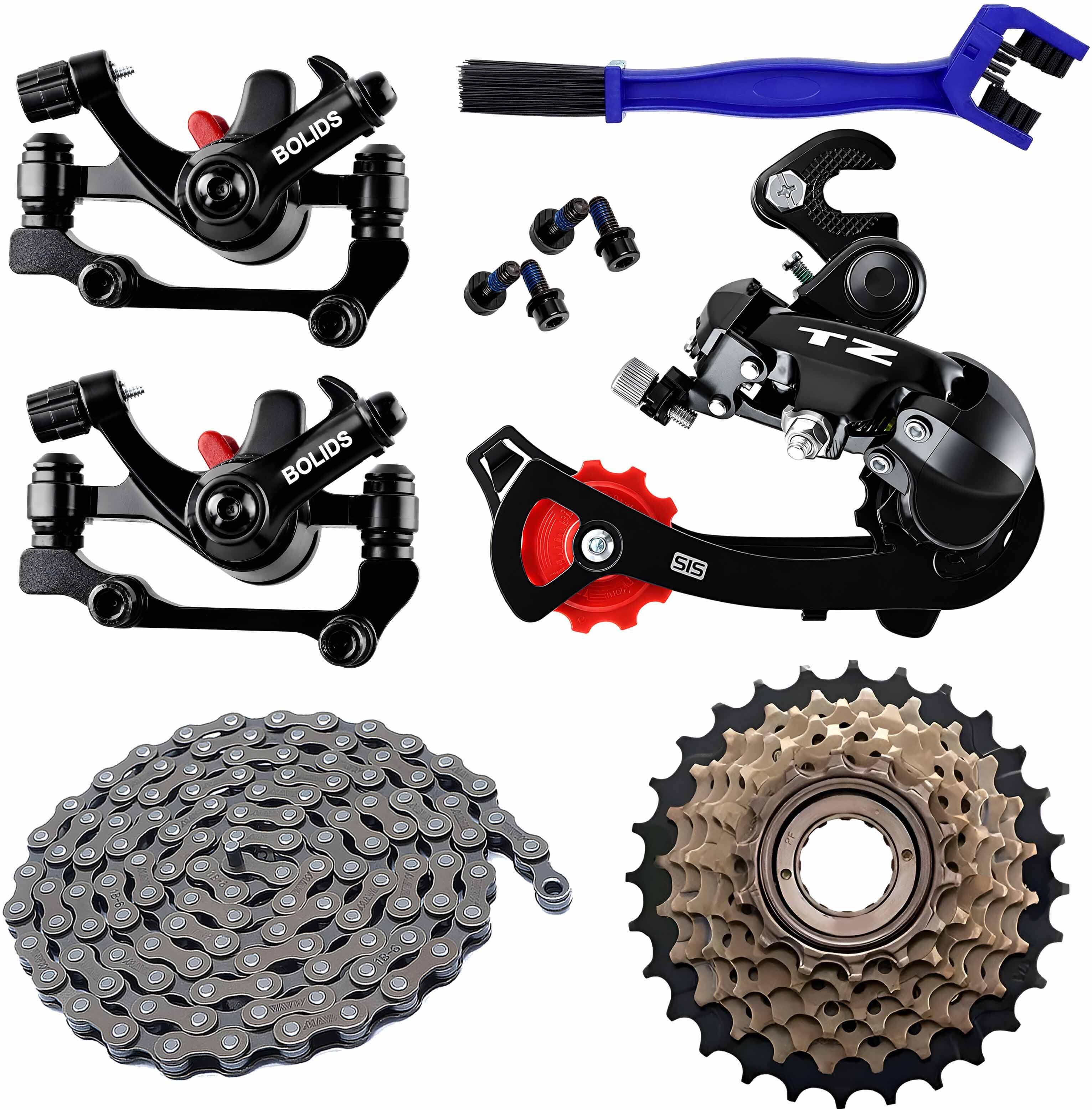 razaiq TZ Tourney 6/7 Speed Cycle Gear Kit Chain Freewheel Disc Brake Brush Set Bicycle Brake Disk-picture-42