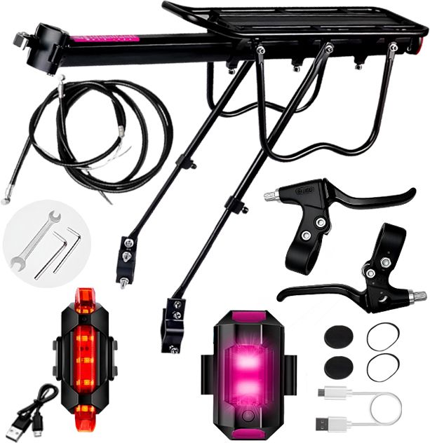 razaiq Bike Luggage Carrier LED Rear Light Brake Lever Cable Set MTB Road Bikes Aluminium Bicycle Carrier-picture-47
