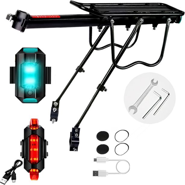 razaiq Universal Bike Carrier Rack with LED USB Rechargeable Light Aluminium Bicycle Carrier-picture-6