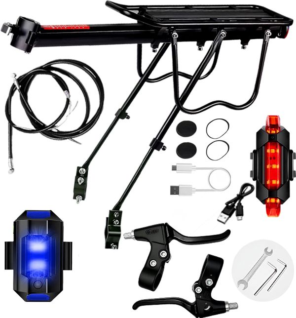 razaiq Bike Cargo Rack USB Tail Light Brake Lever Cable Wire Set for All Bicycles Aluminium Bicycle Carrier-picture-47