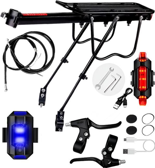 razaiq Cycle Rear Rack LED Tail Light Brake Lever Cable Wire Set for MTB Bicycle Aluminium Bicycle Carrier-picture-34