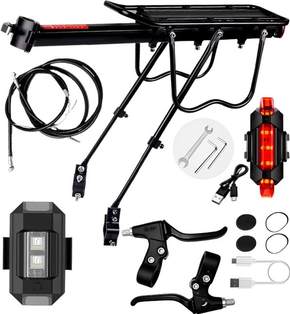 razaiq Cycle Rear Carrier LED Tail Light Brake Lever Wire Set Universal Aluminium Bicycle Carrier-picture-37