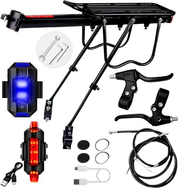razaiq Universal Cycle Carrier LED Tail Light Brake Lever Cable Wire Set Black Aluminium Bicycle Carrier-picture-15