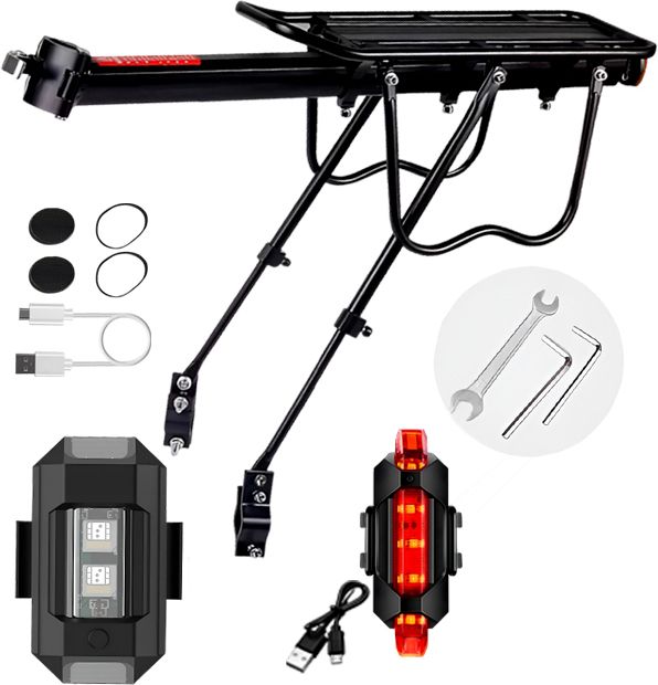 razaiq Bike Cargo Rack with Bright Waterproof Rechargeable Tail Light Aluminium Bicycle Carrier-picture-34