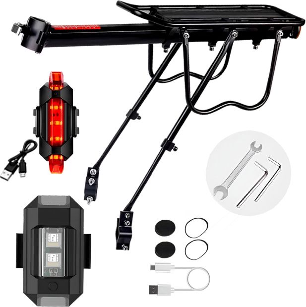 razaiq Bicycle Rear Rack with Waterproof USB Powered LED Tail Light Aluminium Bicycle Carrier-picture-32