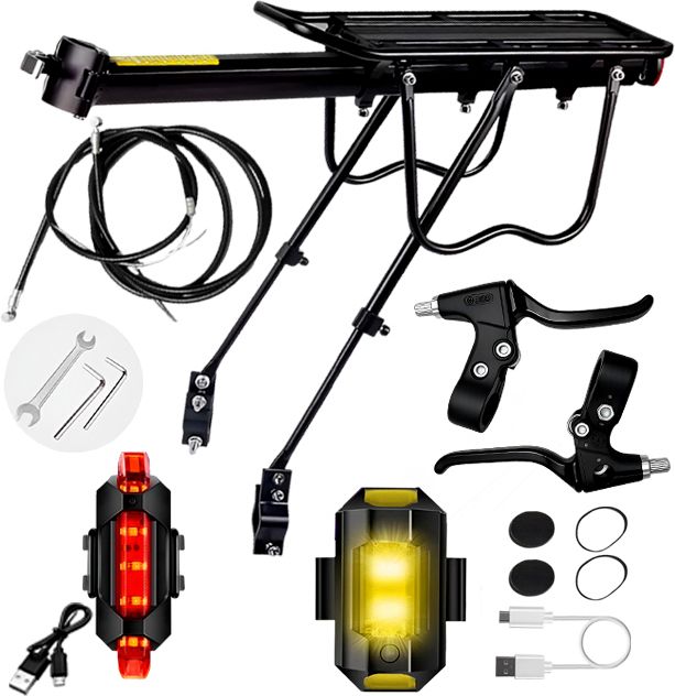 razaiq Cycle Carrier Rack USB Rechargeable Rear Light Brake Lever Cable Kit Aluminium Bicycle Carrier-picture-35