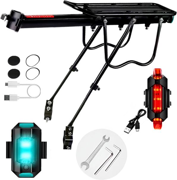 razaiq Bicycle Rear Cargo Rack with USB Rechargeable Safety LED Aluminium Bicycle Carrier-picture-2