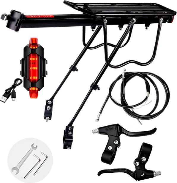 razaiq Bike Luggage Carrier with LED Tail Light & Brake Cable Lever Set Aluminium Bicycle Carrier-picture-34