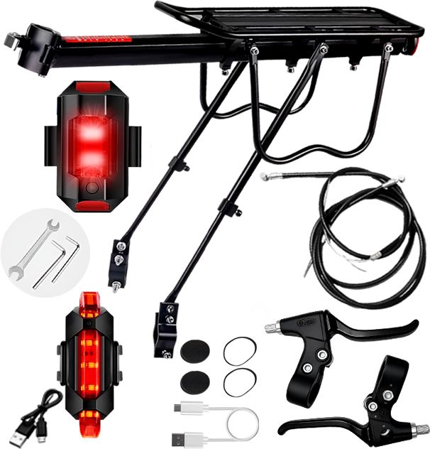 razaiq Bike Cargo Rack USB LED Tail Light Brake Lever Cable Kit MTB Road Hybrid Aluminium Bicycle Carrier-picture-33
