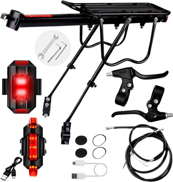 razaiq Bike Carrier USB LED Tail Light Brake Cable Lever Set for MTB Road Bicycle Aluminium Bicycle Carrier-picture-36