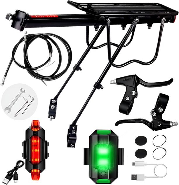 razaiq Cycle Luggage Carrier USB LED Tail Light Brake Lever Cable Wire Set Bicycle Aluminium Bicycle Carrier-picture-22