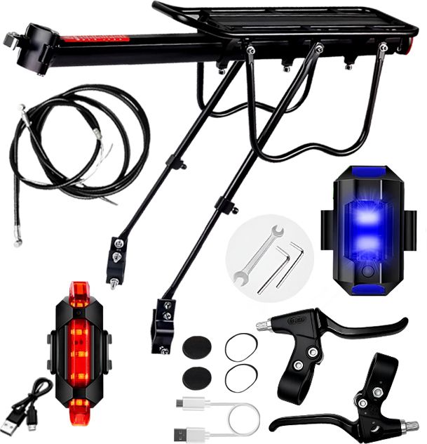 razaiq Cycle Carrier Rack USB LED Tail Light Brake Lever Cable Wire Bicycle Kit Aluminium Bicycle Carrier-picture-36