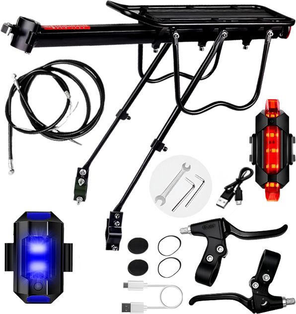 razaiq Bike Luggage Carrier USB LED Rear Light Brake Cable Wire Set Universal Aluminium Bicycle Carrier-picture-38