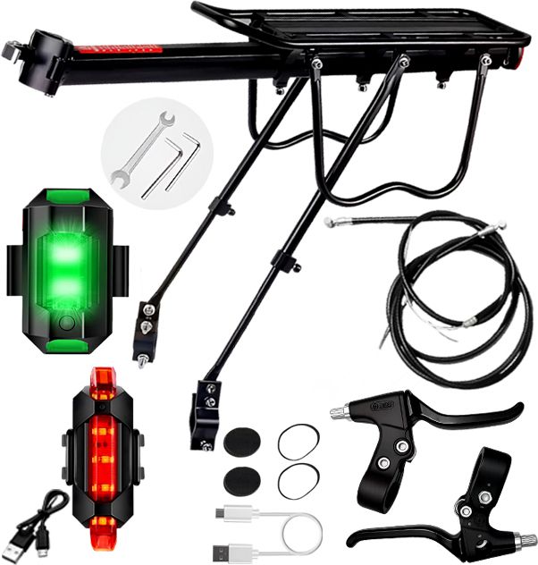 razaiq Cycle Rear Carrier USB Rechargeable Tail Light Brake Cable Wire Set Black Aluminium Bicycle Carrier-picture-21