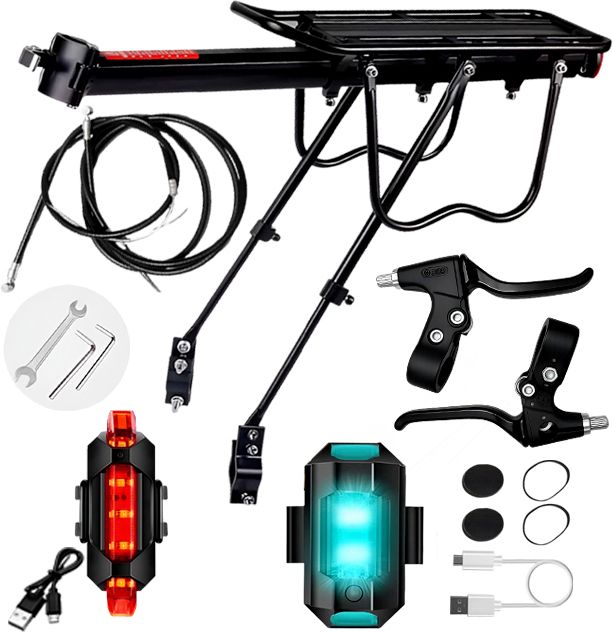 razaiq Cycle Luggage Carrier USB LED Tail Light Brake Lever Cable Wire Set for Bicycle Aluminium Bicycle Carrier-picture-44
