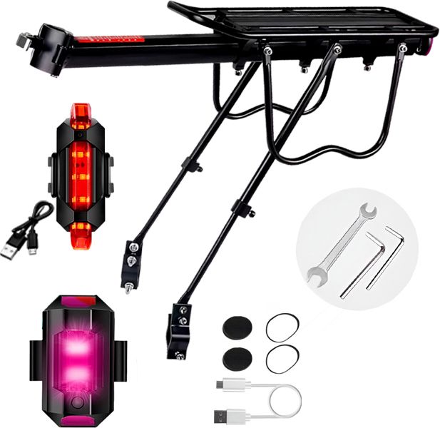 razaiq Bike Rear Luggage Rack with USB LED Safety Light for MTB Road Hybrid Bikes Aluminium Bicycle Carrier-picture-33