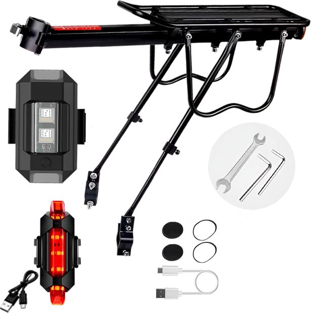 razaiq Bicycle Rear Carrier with USB Rechargeable LED Tail Light Aluminium Bicycle Carrier-picture-40