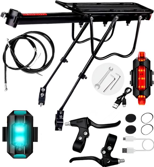 razaiq Bike Rear Carrier USB LED Tail Light Brake Lever Cable Set for Bicycle Aluminium Bicycle Carrier-picture-49