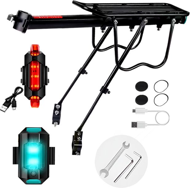 razaiq Bike Luggage Carrier with Waterproof Rechargeable Tail Lamp Aluminium Bicycle Carrier-picture-46