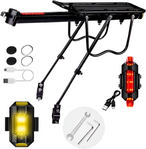 razaiq Bike Cargo Rack with Waterproof Rear LED Light for MTB Hybrid Bikes Aluminium Bicycle Carrier-picture-36