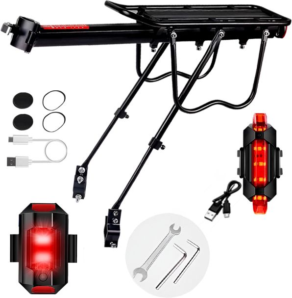 razaiq Bicycle Luggage Carrier with Waterproof USB 5 LED Tail Light 7 Color Modes Aluminium Bicycle Carrier-picture-11
