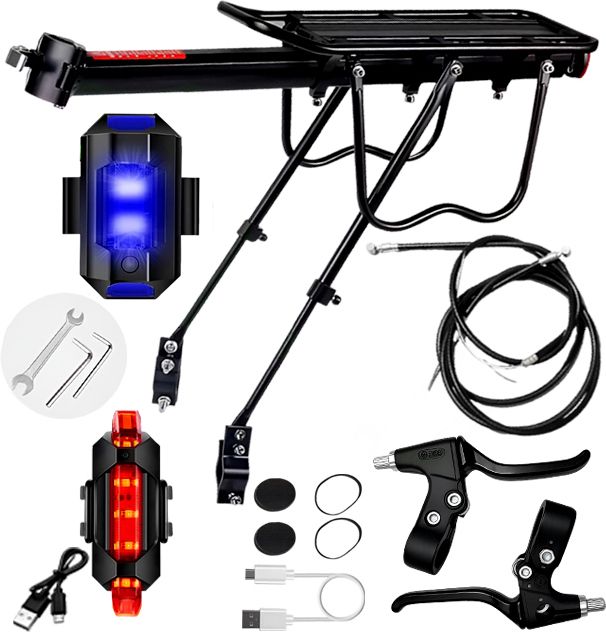 razaiq Bike Luggage Rack USB Tail Light Brake Lever Wire Set MTB Road Hybrid Bike Aluminium Bicycle Carrier-picture-10