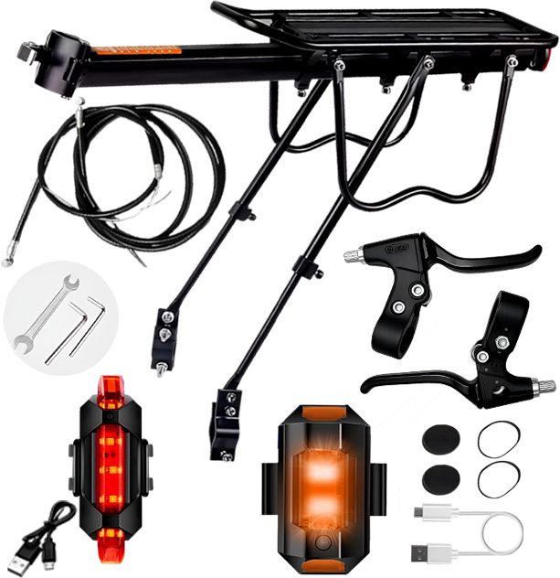 razaiq Bike Rear Rack with Waterproof LED Tail Light & Brake Cable Kit Aluminium Bicycle Carrier-picture-32