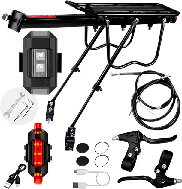 razaiq Bicycle Luggage Rack USB Rechargeable Tail Light Brake Cable Kit Aluminium Bicycle Carrier-picture-25
