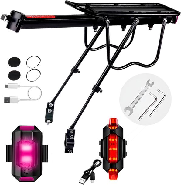 razaiq Bicycle Rear Carrier Rack USB Rechargeable LED Tail Light Cable Set Aluminium Bicycle Carrier-picture-42