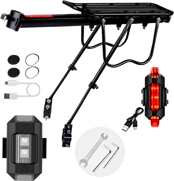 razaiq Cycle Rear Luggage Carrier USB LED Tail Light Brake Lever Cable Wire Set Aluminium Bicycle Carrier-picture-17