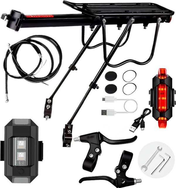 razaiq Bicycle Cargo Rack USB Rechargeable Tail Light Brake Lever Cable Set Aluminium Bicycle Carrier-picture-48