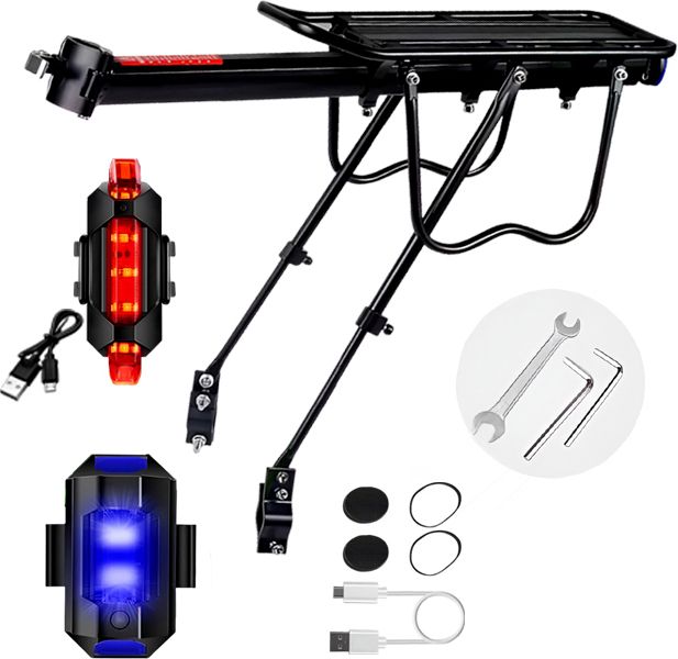 razaiq Bike Rear Rack Carrier with Waterproof USB Safety Light Aluminium Bicycle Carrier-picture-16