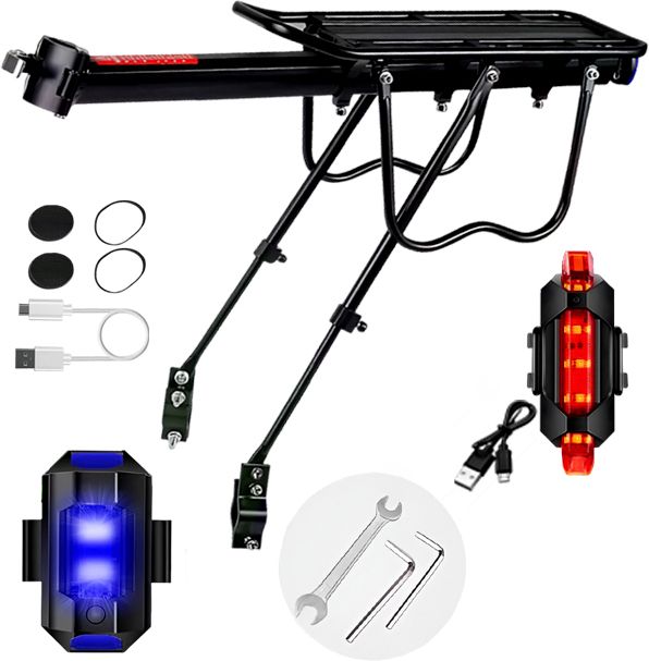 razaiq Bike Cargo Carrier with USB LED Tail Light Waterproof Design Aluminium Bicycle Carrier-picture-37