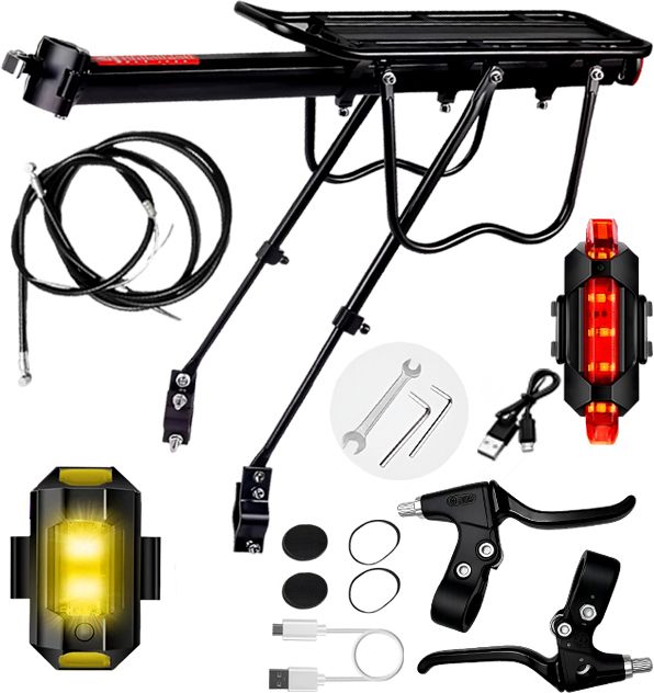 razaiq Bike Rear Carrier Rack with USB LED Light & Brake Lever Wire Set Aluminium Bicycle Carrier-picture-24