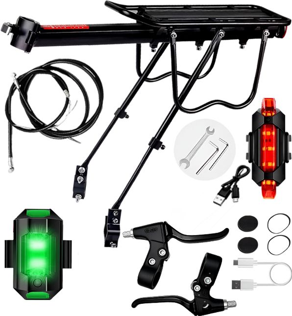 razaiq Cycle Luggage Rack USB Rechargeable LED Tail Light Brake Wire Set Aluminium Bicycle Carrier-picture-49