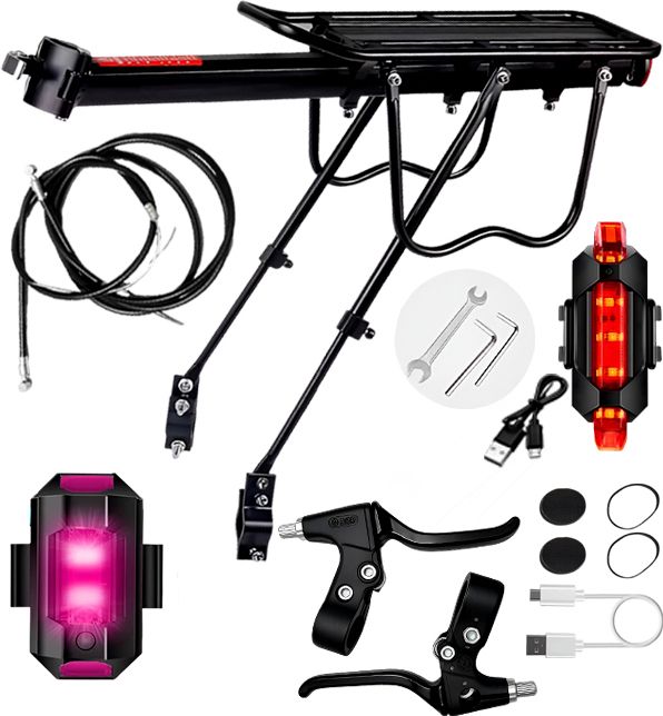 razaiq Bike Rear Luggage Rack LED Tail Light Brake Lever Cable Kit for MTB Bikes Aluminium Bicycle Carrier-picture-43
