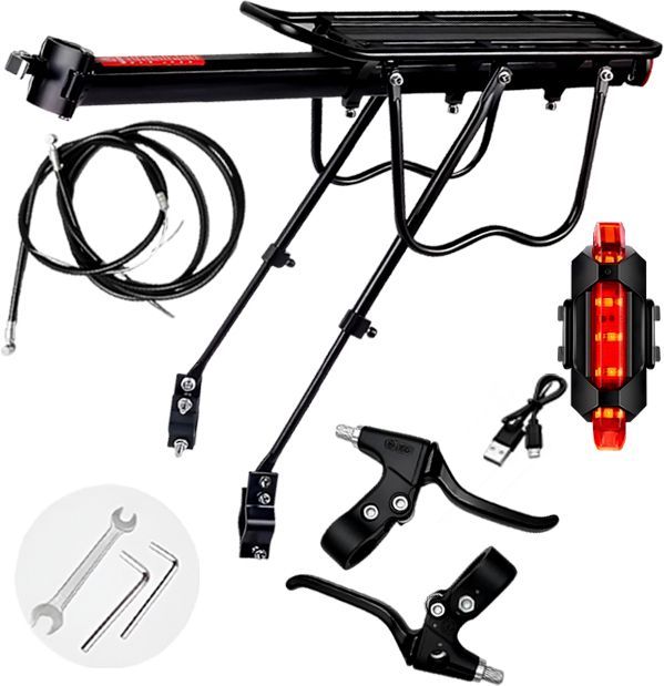 razaiq Bike Cargo Rack with Rechargeable LED Light & Brake Lever Set Aluminium Bicycle Carrier-picture-46