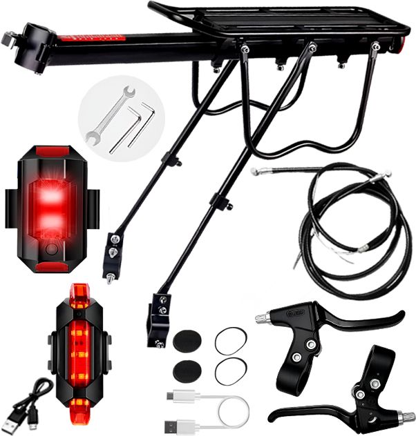 razaiq Bike Luggage Rack LED Tail Light Brake Lever Cable Wire Set for All Bikes Aluminium Bicycle Carrier-picture-46