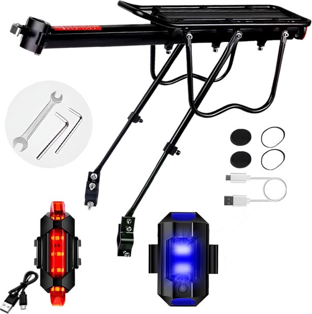 razaiq Universal Bike Luggage Rack with Waterproof Rear LED Light Aluminium Bicycle Carrier-picture-36