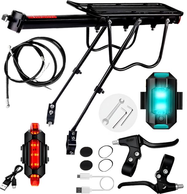 razaiq Bike Carrier Rack USB LED Tail Light Brake Lever Wire Set Universal Bicycle Aluminium Bicycle Carrier-picture-33