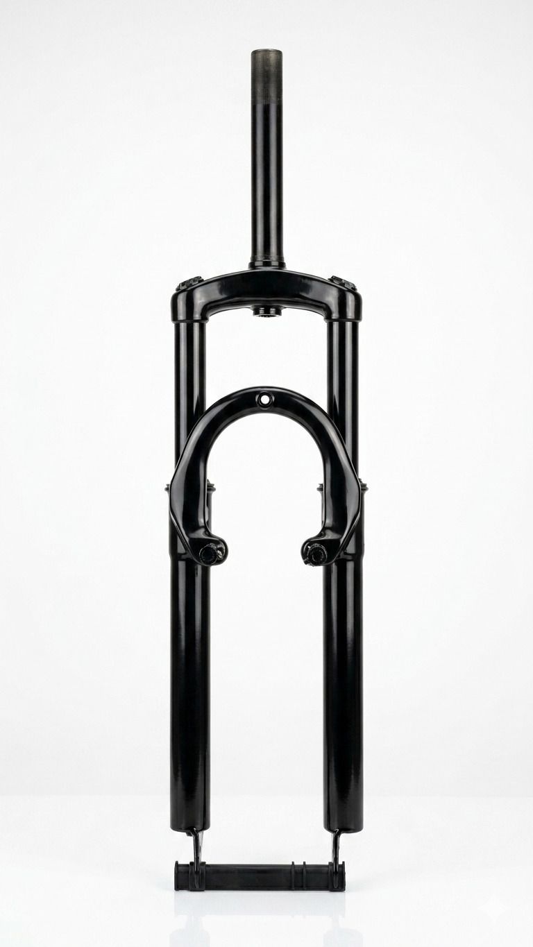 26 Inch Threaded Suspension Fork | Disc & V-Brake Compatible | Glossy Black Steel Road Bike Bicycle Fork-image-32