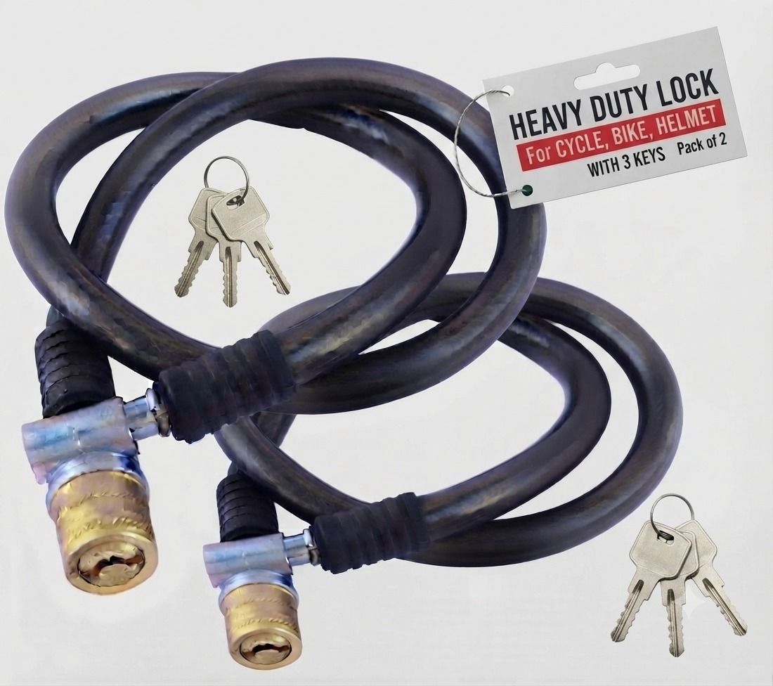 Heavy Duty Multi Purpose Cable Locks | Bike Lock | Helmet Lock(Pack of 2) Bicycle Lock-image-33