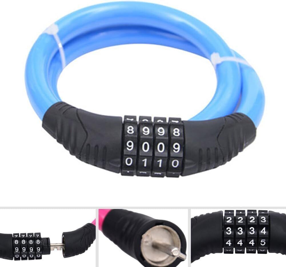 Blue colour Cycle Lock 4-Digit Combination Cycle Helmet Lockk Bicycle Lock-image-25