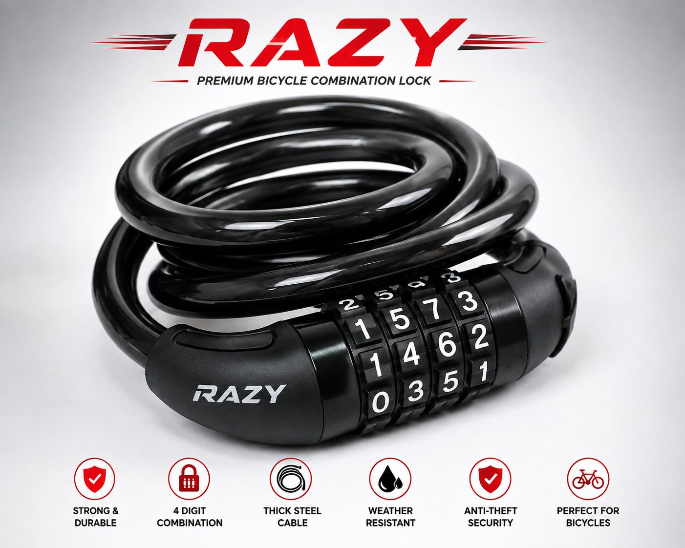 razy Resettable Number Lock for Bicycle Bicycle Lock-picture-19