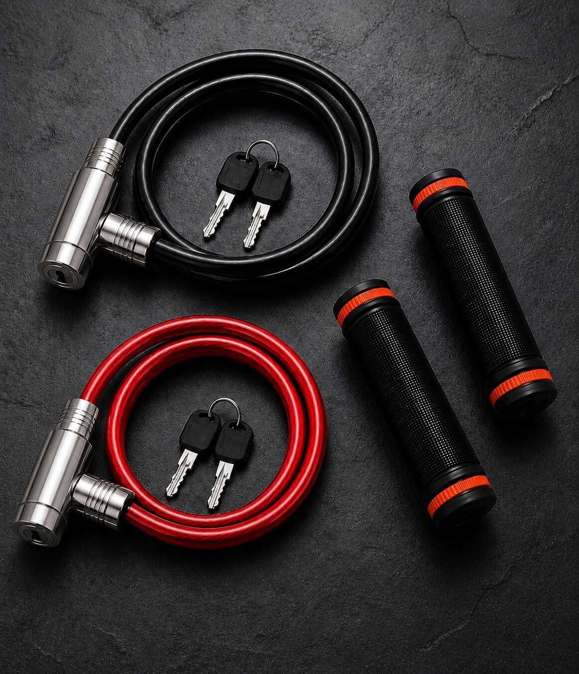 Universal Cycle Lock with 2 Keys and Grip Cover Set Bicycle Lock-image-4