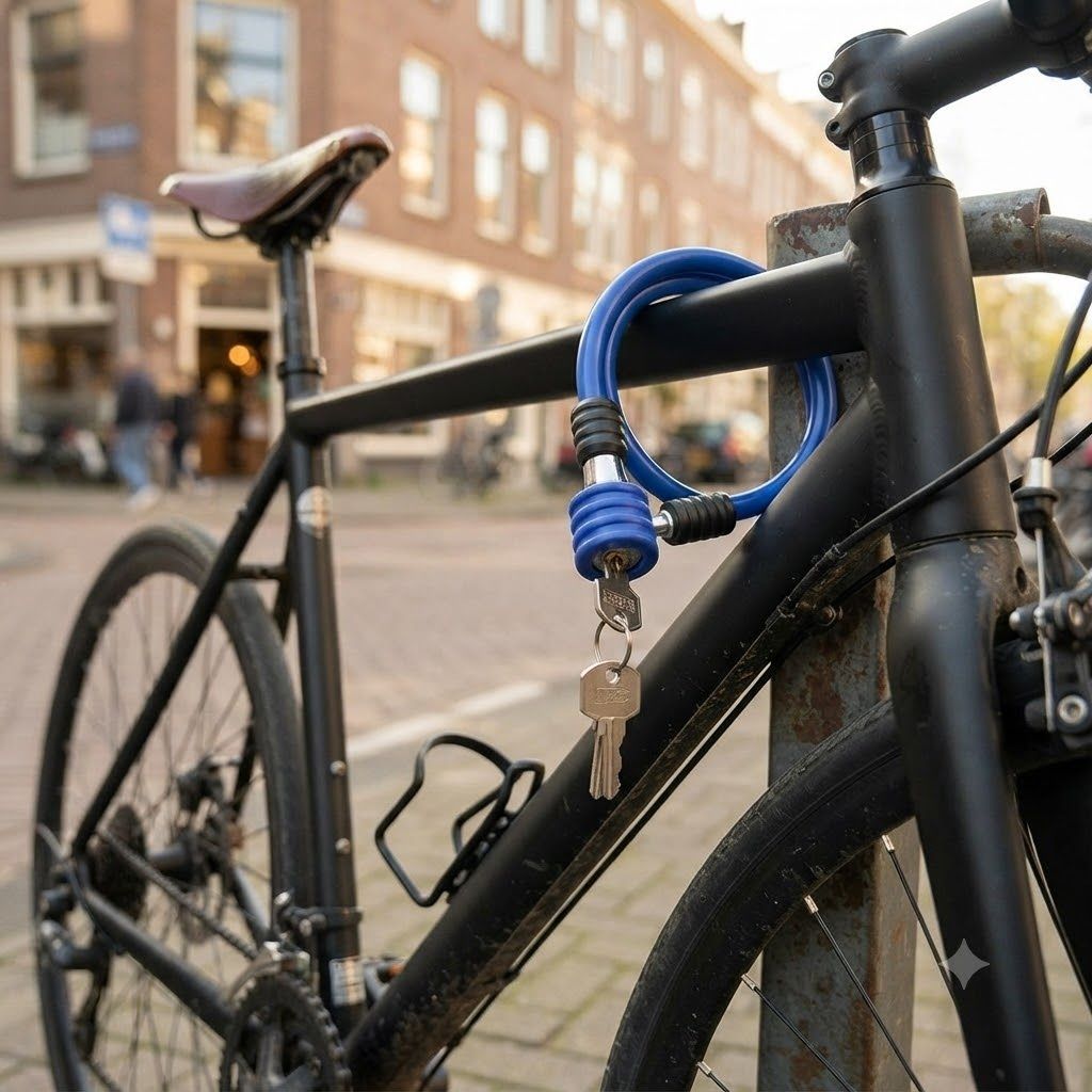 PVC Coated Blue Flexible Security Wire Guard Pack of 1 Bicycle Lock-image-23