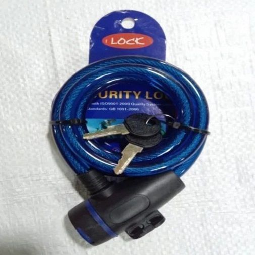 occel Blue Colour Heavy Duty Steel 2 Keys Advance Cable Wire Lock for Bike- Helmet . Bicycle Lock-picture-20