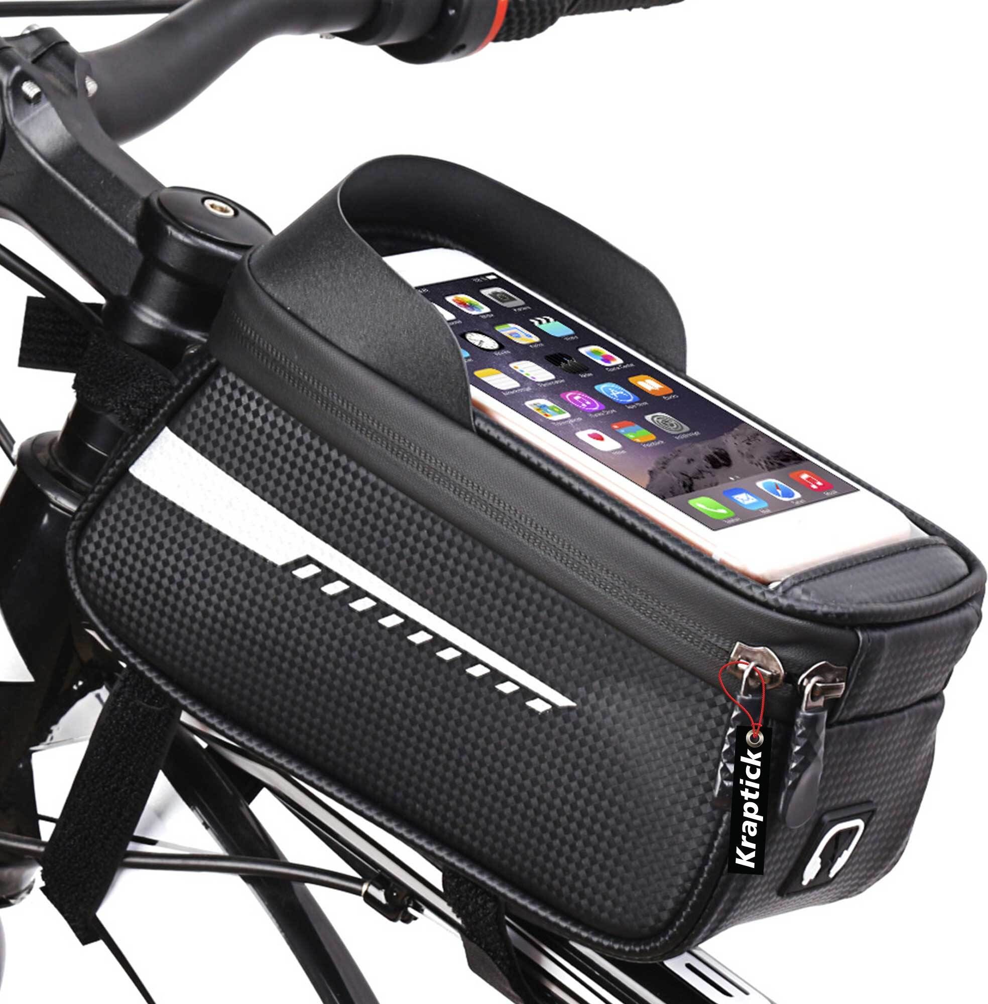 Waterproof Cycle Bag, Cycle Front Frame Bag, Cycle Storage Pouch- Black Bicycle Phone Holder-image-11