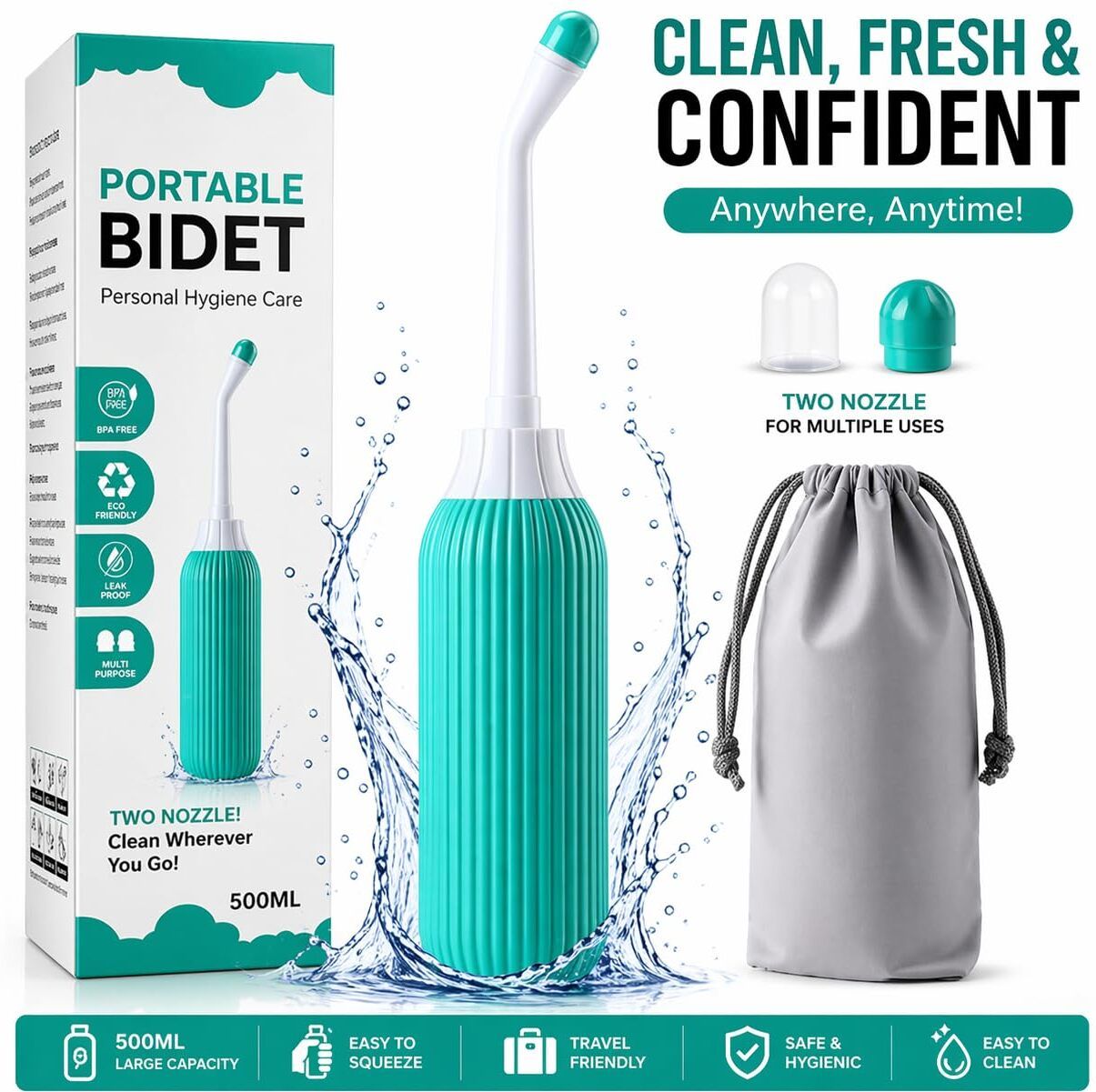 ndmarts 500ML Plastic Retractable Handheld Water Spray Portable Bidet, Easy-to-use Bidet Nozzle-picture-23