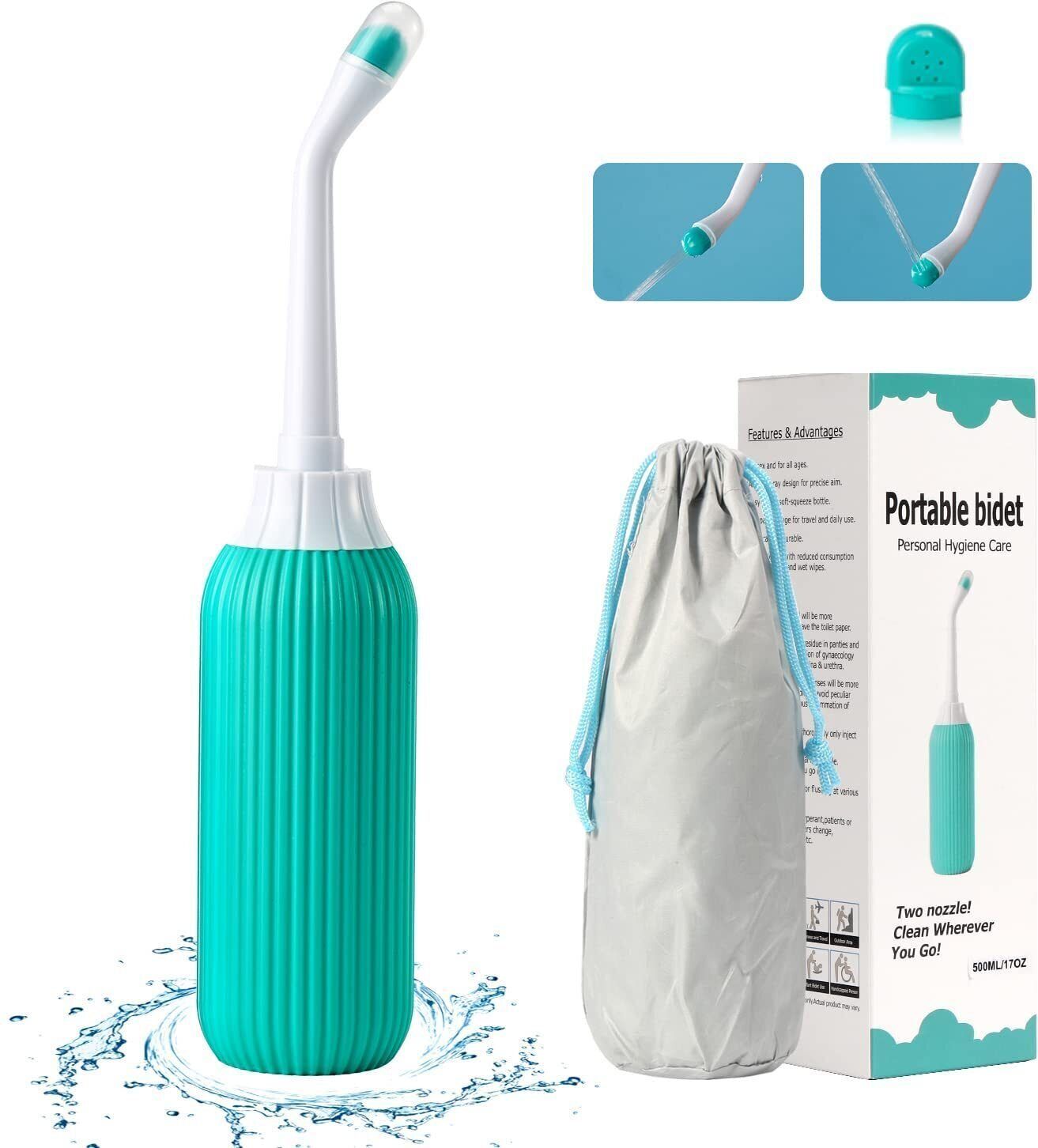 500ml Portable Retractable Travel with Bag 2 Bidet Nozzle